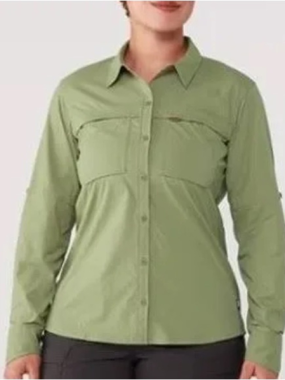REI Co-op Sahara Long-Sleeve Shirt in an olive green color Sz L